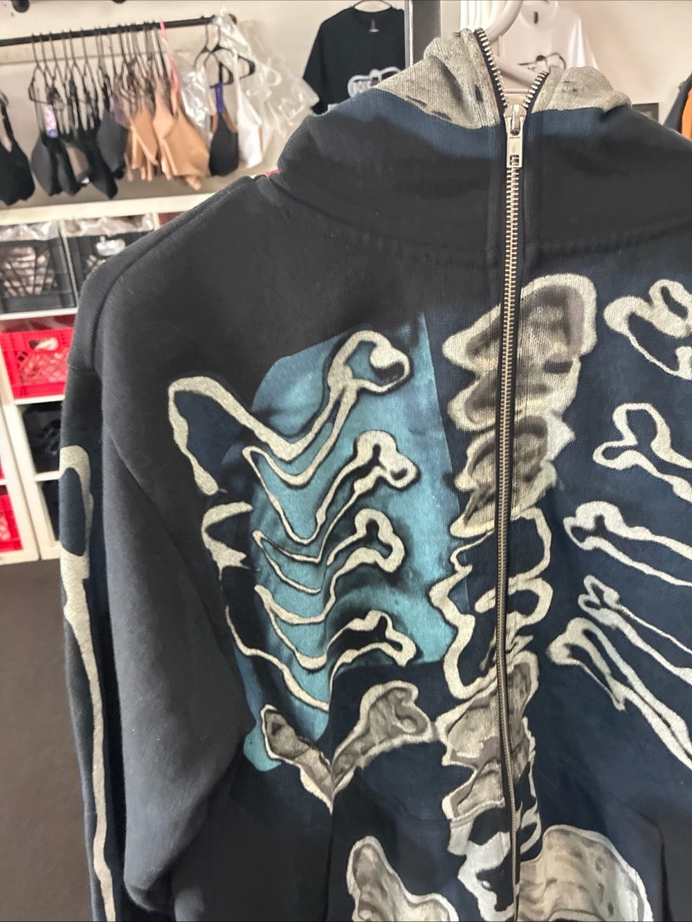 Travis Scott x Cactus Jack Fragment Skeleton Graffiti Full Zip Up Hoodie SZ M - Picture 2 of 16